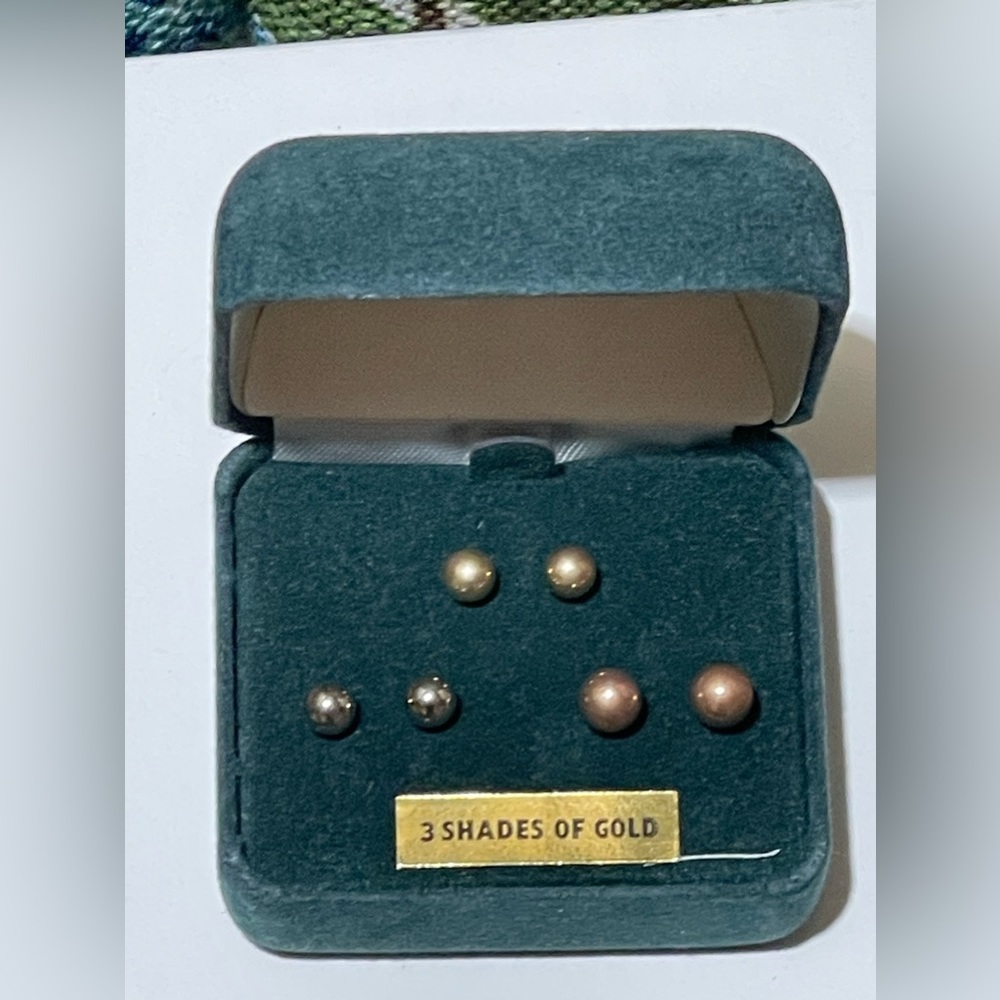 3 Pairs of 14K Solid Yellow Gold Stud Ball Earrings